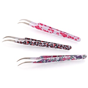 Pinzas duraderas para extensión de pestañas, punta de fibra, pinzas de Color impresas, acero inoxidable para herramientas de pestañas postizas - Product Image 4