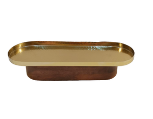 Plato de servir con Base de acabado Natural de Metal chapado en oro nuevo, bandeja de servicio de alta calidad, plato elegante para Hotel en casa - Product Image 2