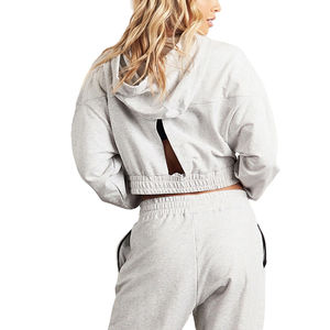 Haut court d'hiver à capuche pour femme en molleton 100 % coton pour un style quotidien élégant et un confort décontracté - Product Image 2