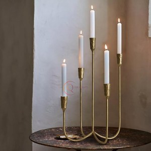 Unique Design Metal Candelabra Tabletop Church Religious 5 Arms Rustic <b>Gold</b> Color <b>Candle</b> Jar And <b>Stick</b> Holder Hot Selling - Product Image 6