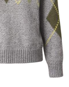 Customized Premium <b>Men</b> <b>Turtleneck</b> Argyle Knit Sweater Soft Warm Winter Pullover Casual Fashion Top Grey Green Yellow Color - Product Image 6