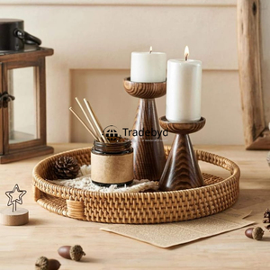 ถาดหวายสานด้วยมือแบบพรีเมี่ยมถาดเสิร์ฟเคลื่อนย้ายได้มีสไตล์ทันสมัย - Product Image 3