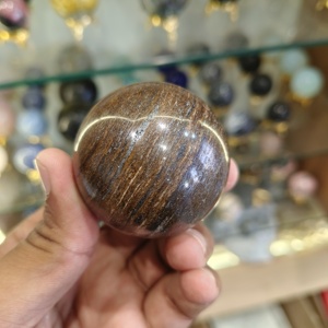 Sphère de grenat de calcite orange en aragonite rose péruvienne naturelle polie, pierre précieuse brune à bandes rares des caraïbes du Pérou - Product Image 5