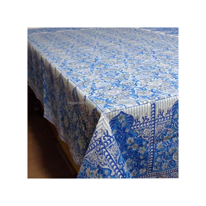 Nueva tendencia fabricante indio Chokor Dali hecho a mano 100% bloque de algodón impreso mantel hecho a mano para suministro a granel - Product Image 1