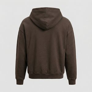 Sweat à capuche surdimensionné pour homme en tissu polaire doux, couleur marron uni, effet délavé, avec poche kangourou. - Product Image 6