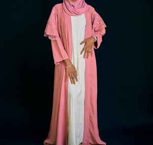 Rose et blanc couleur femmes traditionnel islamique modeste Abayas en prix de gros et bas quantité minimale de commande 2025 femmes personnaliser Abayas - Product Image 1