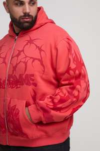 เสื้อมีฮู้ดโอเวอร์ไซส์สำหรับผู้ชายผ้าคอตตอน100% ยอดนิยมมีซิปด้านหน้าพิมพ์โลโก้ - Product Image 6