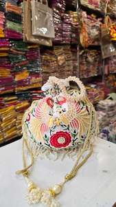 Bolsos Potli Tradicionales, Bolso de Mano para Mujer, Bolso Hecho a Mano, Regalo de Navidad, Bolso de Mano Tipo Clutch, Lote al por Mayor de Bolsos Potli para Bodas - Product Image 4