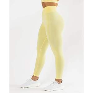 Tela de punto sin costuras 51% POLIAMIDA 38% poliéster 11% elastano cónico Talle alto limonada para mujer sin costuras Scrunch Legging - Product Image 1