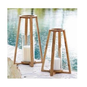 Diseño antiguo Mango Madera y vidrio Vela Linterna Decoración de jardín al aire libre con luz LED Exportación Calidad Portavelas de metal - Product Image 1