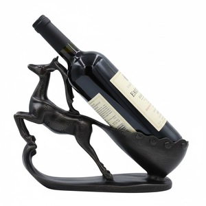 Porte-bouteilles de vin en métal design filaire, en cuivre antique, pour comptoir, support à vin sur pied, étagère à vin pour accessoires de bar - Product Image 5