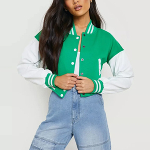 Chaqueta universitaria para mujer superventas 2024, nueva ropa de calle, estilo Color sólido, transpirable, larga, rellena de algodón, chaqueta universitaria corta XL - Product Image 1