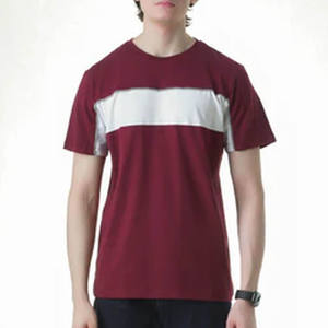 Camisetas personalizadas para hombre, camiseta roja a rayas de nailon con cuello redondo, camiseta a rayas de algodón premium de corte regular. - Product Image 2