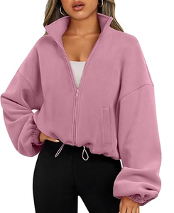 Vestes en polaire pour femmes, sweat-shirts oversize à fermeture éclair, vêtements d'hiver, manches longues, crop top en sherpa, tenues d'automne, mode - Product Image 5