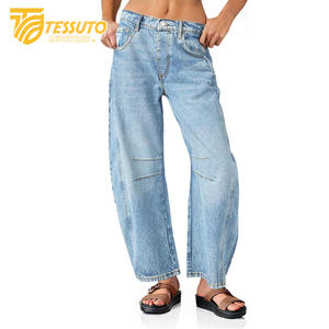 Pantalon cargo taille haute pour femme Jeans en denim taille haute élégants - Product Image 2
