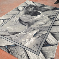 Alfombra Turca de Cachemira Afelpada Adiva, Tejido Plano Jacquard, Hecha a Máquina, Pelo Medio, Reversible, Diseño Abstracto, para Sala de Estar