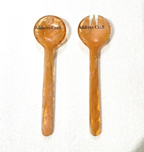 Juego de servidor de ensalada de Color naranja de resina hecho a mano indio, mesa decorativa, cuchara de resina, tenedor, utensilios de cocina, cubiertos de alta calidad - Product Image 1