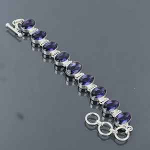 Bracelet en argent sterling 925 avec charme en améthyste africaine fait à la main, réglable, luxe, certifié GIA, bijoux unisexe pour le mois de février - Product Image 6