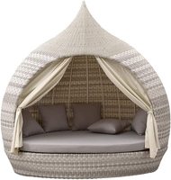 Mobilier d'extérieur Ensemble lit de bronzage en rotin Mobilier poly rotin Lit de jardin