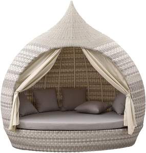 Mobilier d'extérieur Ensemble lit de bronzage en rotin Mobilier poly rotin Lit de jardin - Product Image 4