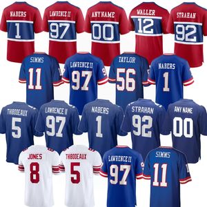 NF L New York kaus olahraga uniseks 1 Nabers 97 Lawrence II 11 Simms bordir Jersey sepak bola Amerika - Product Image 1