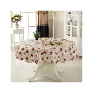 Cotton Linen Red Floral 60x120 Inch Farmhouse Style Dining <b>Table</b> <b>Cover</b> ISO 9001 Washable Balanced Weave Export Ready Dispatch - Product Image 3