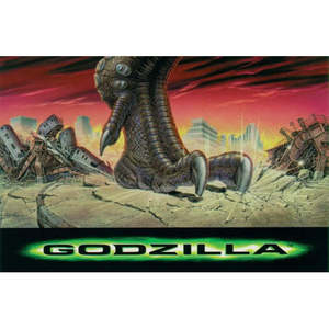 Carte postale numérique Godzilla imprimée en offset pour les fêtes de Noël ou les anniversaires, fabriquée en papier de qualité - Product Image 1