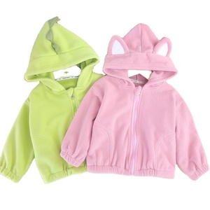 Venta caliente invierno niños moda cremallera chaqueta niños sólido polar Material Abrigo con capucha niñas pequeñas más espesar bebé - Product Image 1