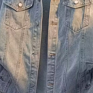 2025 nouveau Logo personnalisé Premium de haute qualité 100% coton hommes bleu Vintage hiver Denim veste avec bouton - Product Image 4