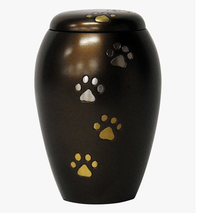 Urna Funeraria para Mascotas de Latón con Diseño Personalizado de Huella Dorada, Hermoso Acabado Negro Brillante para Cenizas de Mascotas, Artículos Funerarios, Urna para Adultos - Product Image 3
