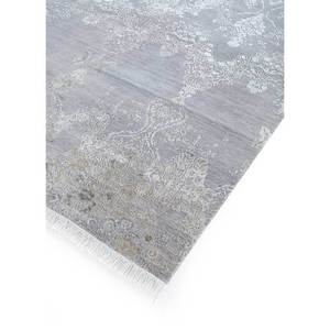 Tapis en laine et soie noués à la main Aurora gris et noir, motif médaillon rectangulaire en puzzle pour la maison, le couloir, le salon, modèle SKWS-104 - Product Image 2