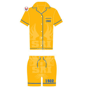 ชุดนอนซิกมาแกมมาโร แบบสั่งทำพิเศษ ปักลายแบบซับลิเมชั่น ชุดนอนผ้าซาตินไหมสำหรับสตรีในกลุ่มพี่น้องกรีก - Product Image 1