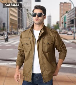 Vestes pour hommes en coton léger multi-poches avec fermeture éclair et col montant sur le devant Coupe-vent Fermeture éclair pleine longueur avec bouton pression - Product Image 2