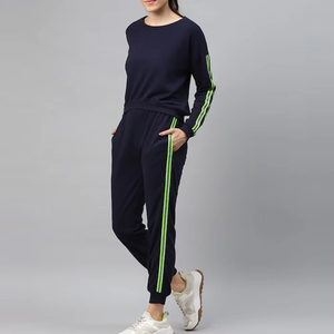 Nouveau Style survêtement survêtement personnalisé col rabattu femmes coton pull Jogging costume en gros survêtement - Product Image 3