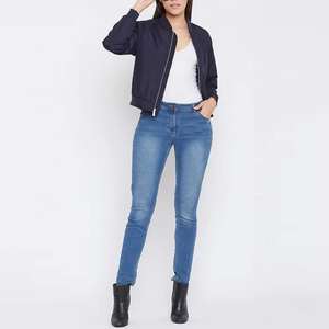 Chaquetas de Piloto para Mujer, Diseño Más Reciente de 2025, Color Azul Marino, 100% Poliéster, Cuello Alto, Cierre de Cremallera, Estilo Holgado - Product Image 5