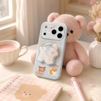 Coque de téléphone magnétique motif chien mignon pour iPhone 17 Pro Max 16 Pro Max 15 Pro avec poignée détachable
