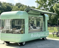 Food Truck Mobile Européen de Luxe Personnalisé en Acier Inoxydable au Design Minimaliste pour la Vente au Détail Haut de Gamme et les Services de Confiserie et de Restauration