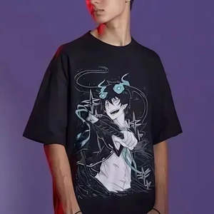 Camiseta Azul Exorcist Rin Okumura, Jersey Deportivo 100% Algodón, 300g de Peso de Tela, Diseño de Patrón Sólido, Características Comprimidas, Estampado - Product Image 2