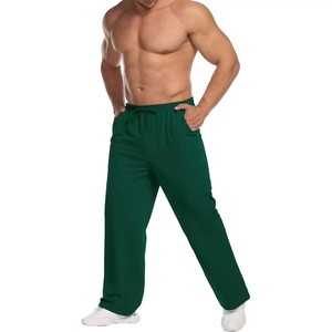 Pantalon ample pour homme à coupe large, avec cordon de serrage, en coton double tricot, coutures plates, idéal pour la gym, le travail physique et les exercices de curling au marteau - Product Image 1