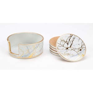 Wholesale Price Round Stone <b>Coasters</b> with <b>Cork</b> Backing Hot Selling Custom Stone <b>Coasters</b> for Dining Tables Durable Round Stone - Product Image 3