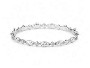 Bague unisexe en or blanc 18 carats 2g avec pierres latérales taille marquise, alliance éternité, certifiée IGI, pour usage quotidien, look minimaliste - Product Image 1
