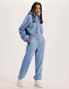 Super Unisex invierno cálido con capucha cremallera chándal diseño personalizado chaqueta a prueba de viento para hombres mujeres Casual Jogging conjunto patrón impreso - Product Image 6