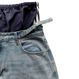 Venta al por mayor personalizado de alta cintura ancho de gran tamaño rasgado desgastado Vintage ácido lavado holgado doble cintura Denim Jeans Hombres - Product Image 4