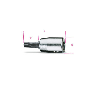 Llaves de vaso cromadas de 1/4 de pulgada con punta pulida para tornillos Torx - Product Image 1