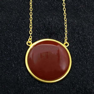 Venta al por mayor de piedras preciosas de ónix rojo collar de cadenas finas - Product Image 4