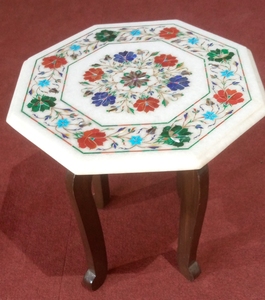 หินอ่อนฝังตกแต่งแบบกึ่งสำเร็จรูปโต๊ะหินเฟอร์นิเจอร์สำหรับห้องรับประทานอาหารเฟอร์นิเจอร์ห้องนั่งเล่นแบบดั้งเดิมที่ทันสมัย - Product Image 4