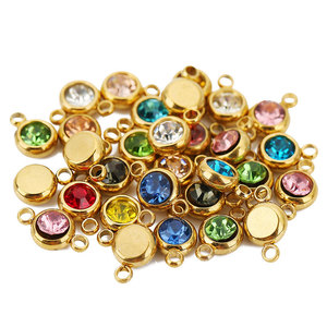 Pendentifs et breloques personnalisés DIY plaqués or 14K 18K PVD en acier inoxydable 316L, breloques en strass pour la création de bijoux - Product Image 1