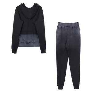 Sweat à capuche d'hiver avec fermeture à glissière complète et jogger Rhinestone Tracksuit Casual Long Sleeve Customized Logo Printed Tracksuit Set - Product Image 2