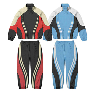 2025 hombres Casual sólido ligero Zip-Up cortavientos con capucha pantalones de chándal Jogger conjunto cuello redondo chándal - Product Image 2