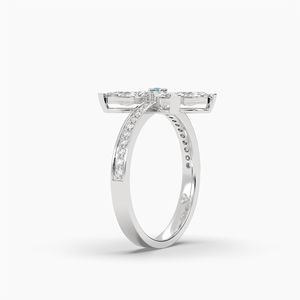 Anillo de Moda Quadra con Incrustaciones de Moissanita y Corte Marquesa de 1.00 Quilates, Chapado en Rodio, Oro de 10K/14K/18K para Pedidos al por Mayor B2B y Regalos - Product Image 5